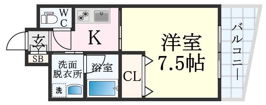 元町駅 徒歩1分 13階の物件間取画像