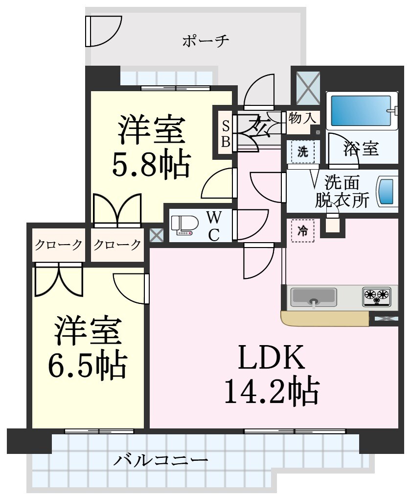 三ノ宮駅 徒歩15分 7階の物件間取画像