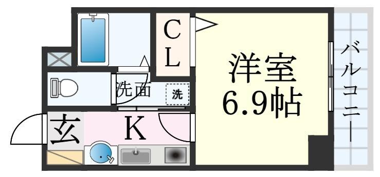 みなと元町駅 徒歩2分 8階の物件間取画像