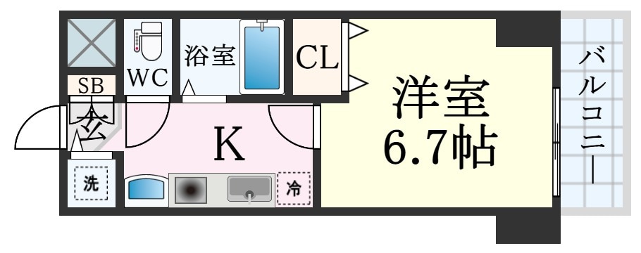 春日野道駅 徒歩4分 6階の物件間取画像