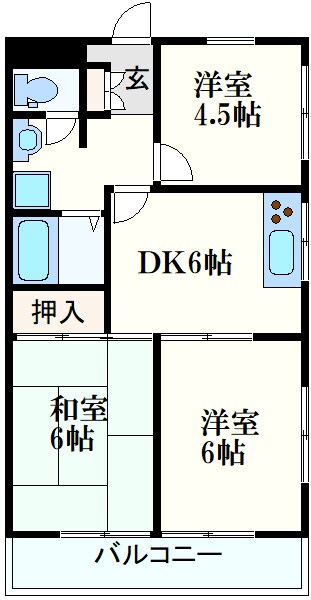 フェイバリー甲東園Ⅱの物件間取画像