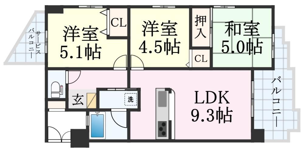 ワコーレエクセレント大開通の物件間取画像