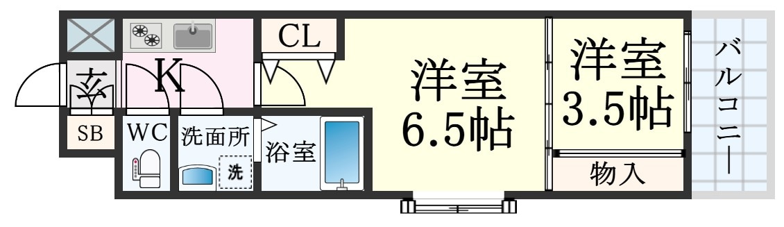 湊川公園駅 徒歩5分 5階の物件間取画像