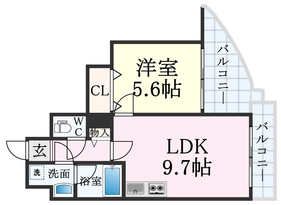 三ノ宮駅 徒歩13分 9階の物件間取画像