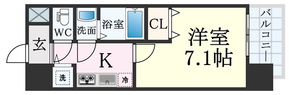 三ノ宮駅 徒歩5分 6階の物件間取画像