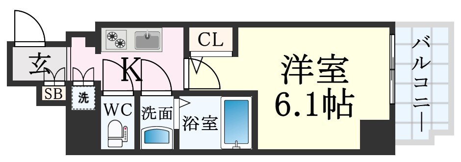 大開駅 徒歩3分 2階の物件間取画像