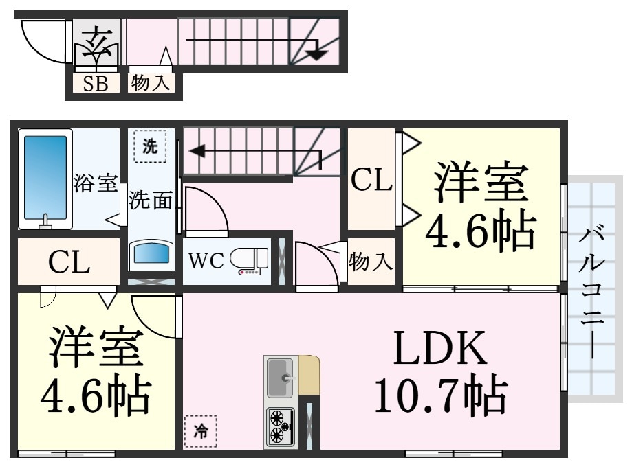 大倉山駅 徒歩16分 2階の物件間取画像