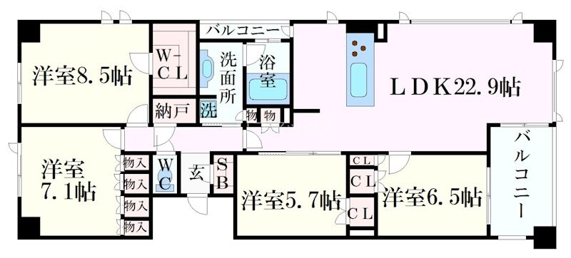 芦屋駅 徒歩18分 4階の物件間取画像