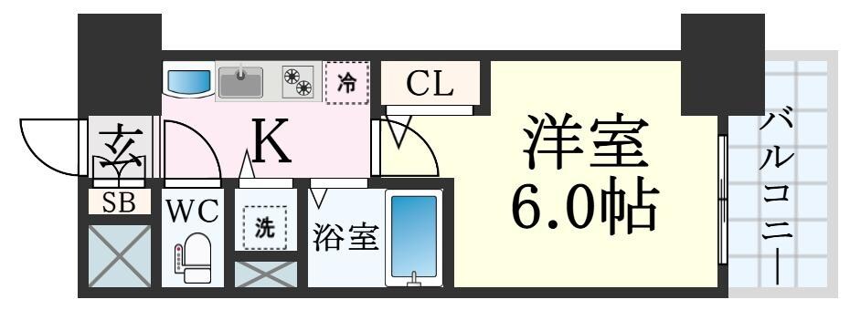 プレサンス三宮ルミネスの物件間取画像