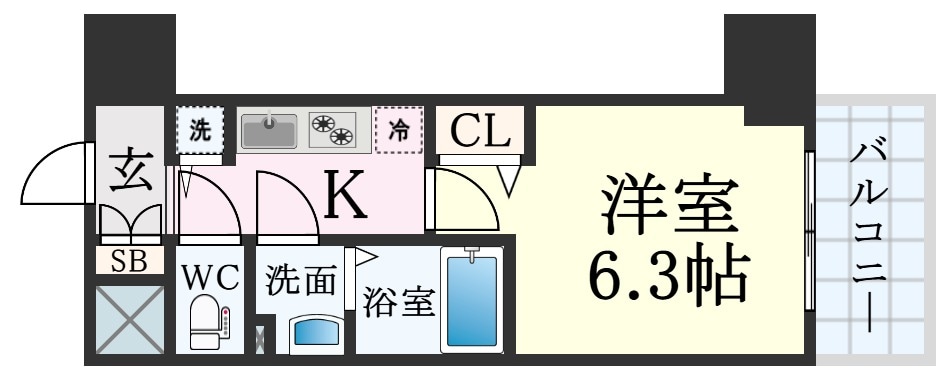 元町駅 徒歩8分 6階の物件間取画像