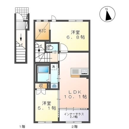 葛岡駅 徒歩98分 2階の物件間取画像