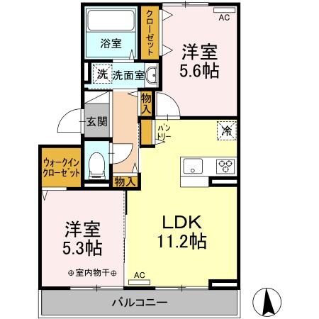 Ｄ－ｒｏｏｍ Ｄｅａｒｃｏｕｒｔ 幸町　Ⅱの物件間取画像