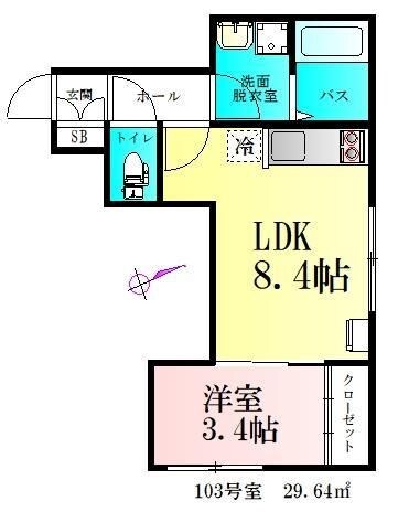 シャイニングパレス宮城野原の物件間取画像