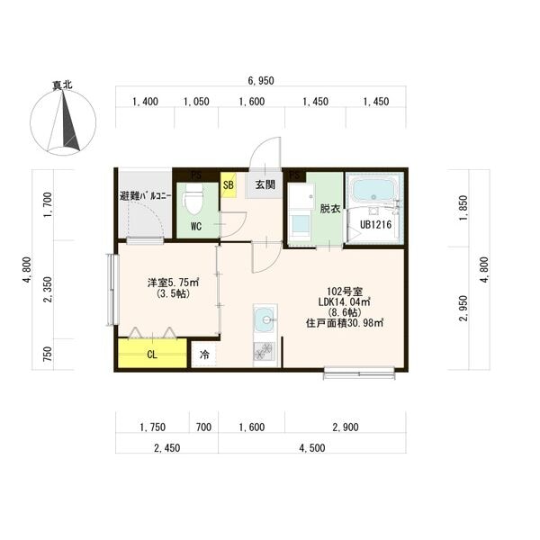 薬師堂駅 徒歩9分 1階の物件間取画像