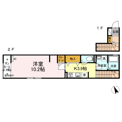 長町一丁目駅 徒歩2分 2階の物件間取画像