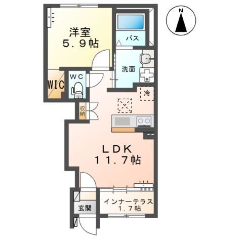 岩切駅 徒歩15分 1階の物件間取画像