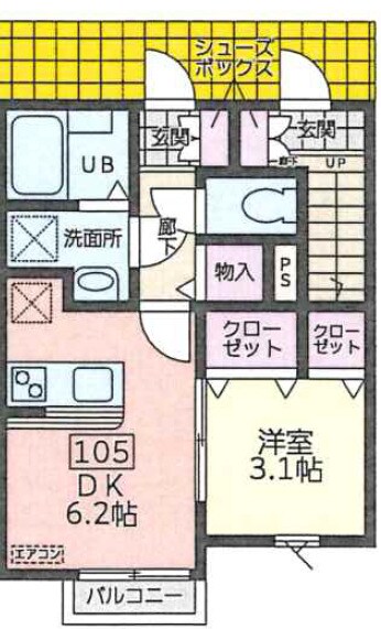 富沢駅 徒歩6分 1階の物件間取画像