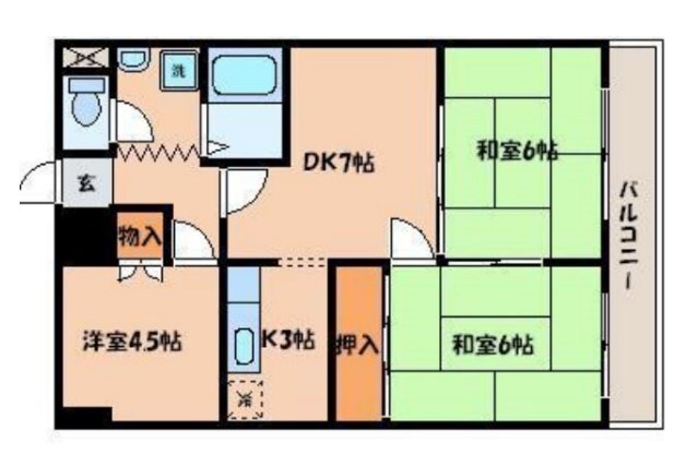 北仙台駅 徒歩9分 9階の物件間取画像