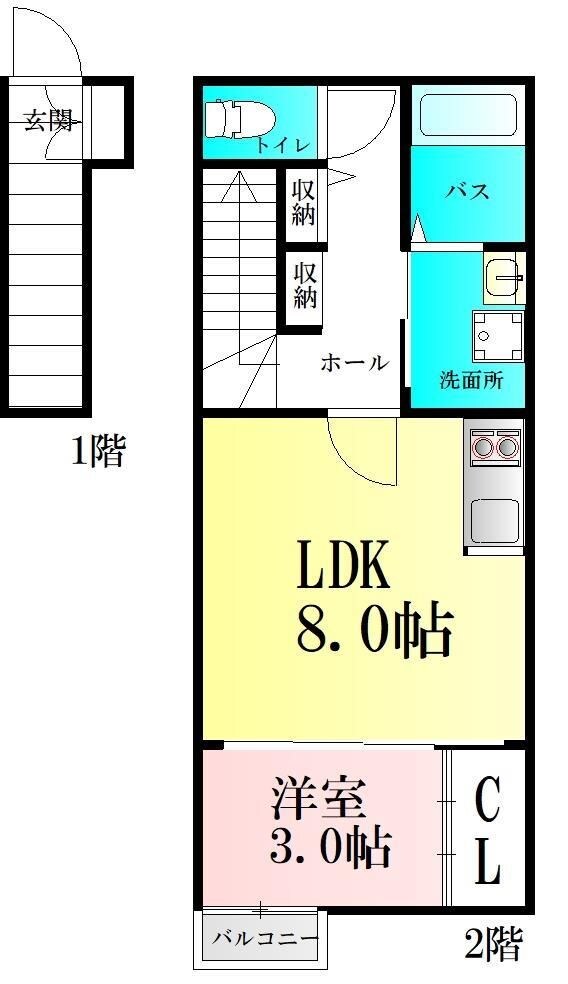 八乙女駅 徒歩11分 2階の物件間取画像