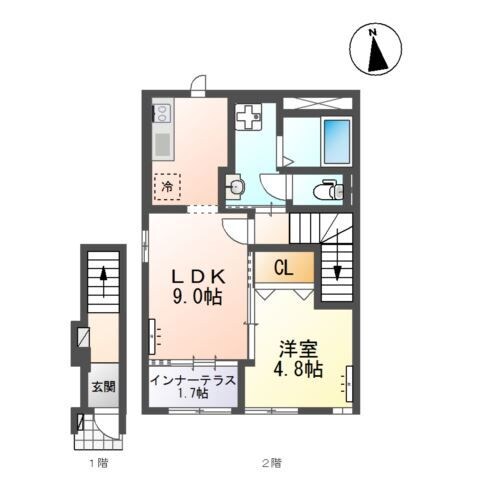 南仙台駅 徒歩9分 2階の物件間取画像