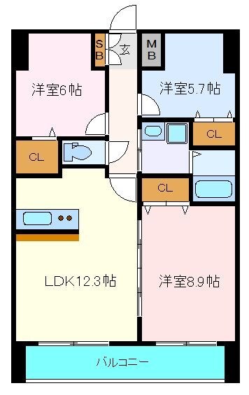 苦竹駅 徒歩1分 12階の物件間取画像