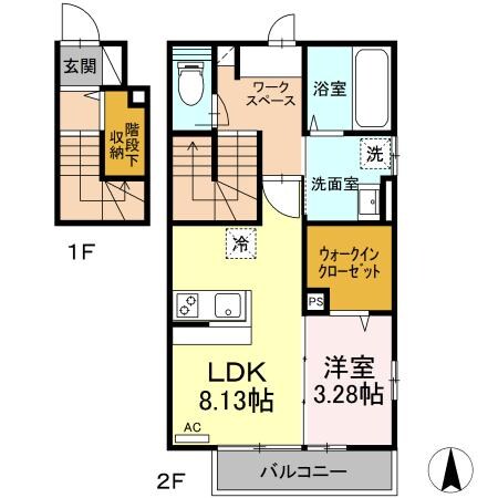 ドゥ・薬師堂　Bの物件間取画像