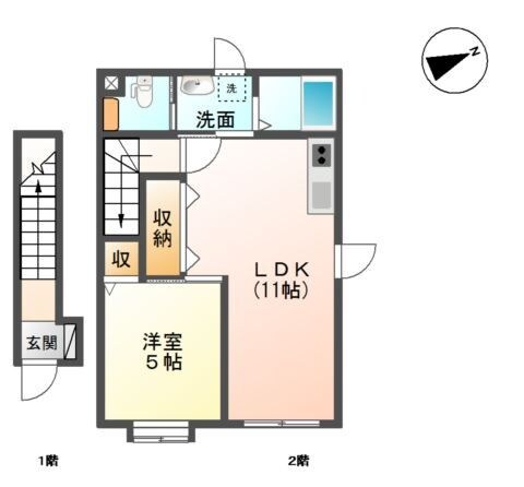 連坊駅 徒歩6分 2階の物件間取画像