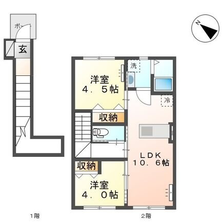 岩切駅 徒歩33分 2階の物件間取画像