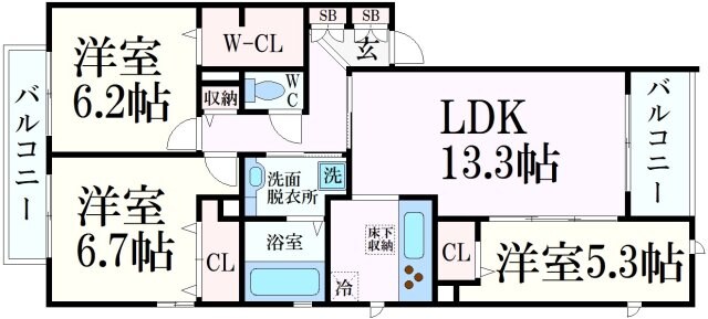 甲南コルンの物件間取画像