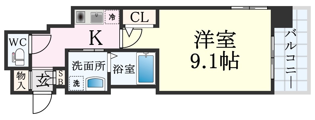 神戸三宮駅 徒歩3分 8階の物件間取画像