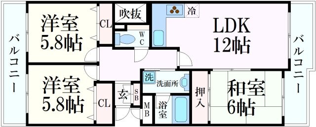 グランドメゾン六甲箕岡の物件間取画像