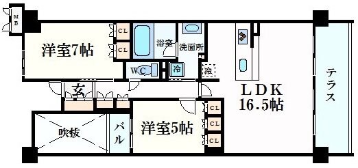 西宮北口駅 徒歩9分 5階の物件間取画像