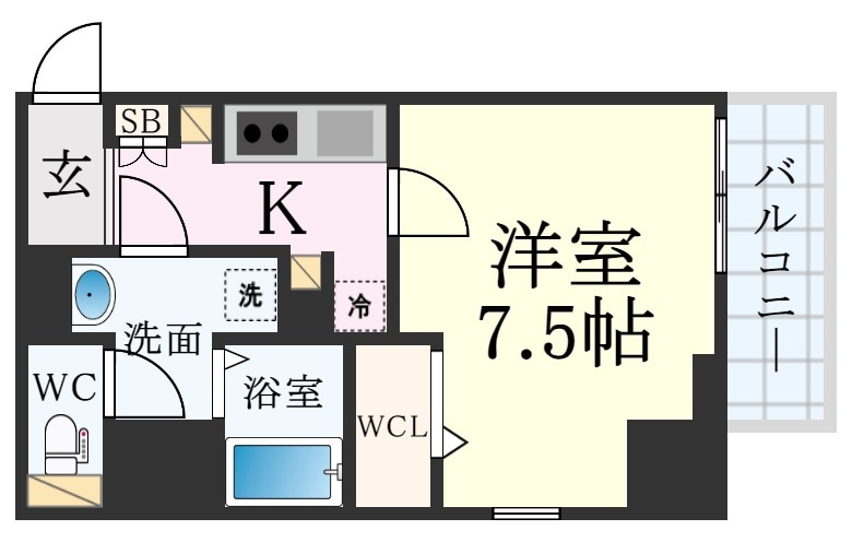 中央市場前駅 徒歩6分 7階の物件間取画像