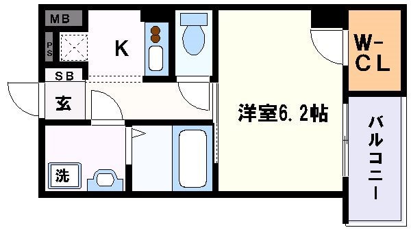 花隈駅 徒歩1分 5階の物件間取画像