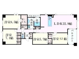 パークシュロス芦屋の物件間取画像