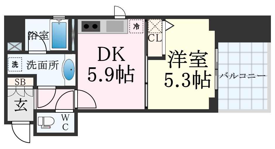 元町駅 徒歩8分 5階の物件間取画像