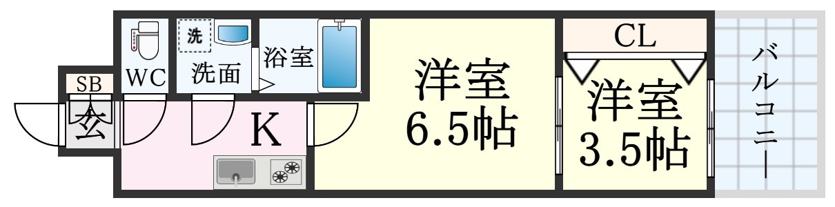 湊川公園駅 徒歩5分 3階の物件間取画像