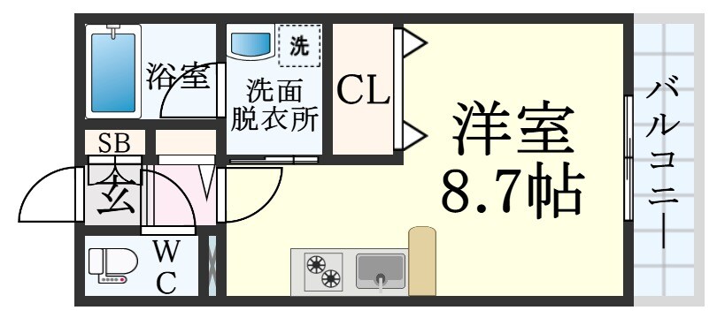 三ノ宮駅 徒歩12分 9階の物件間取画像