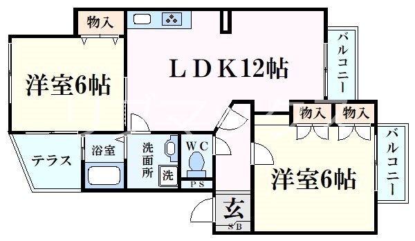 ヴィラ芦屋Ａ棟の物件間取画像