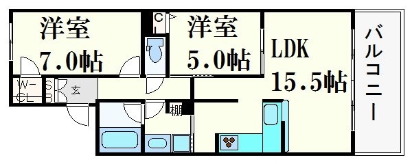 三ノ宮駅 徒歩10分 20階の物件間取画像