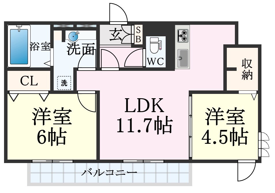 元町駅 徒歩14分 3階の物件間取画像