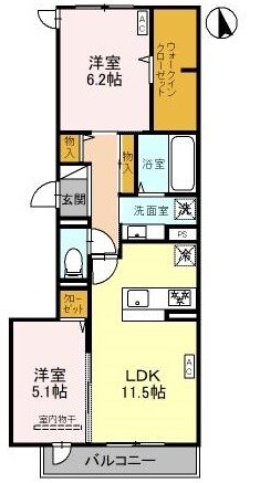 武庫川駅 徒歩3分 2階の物件間取画像