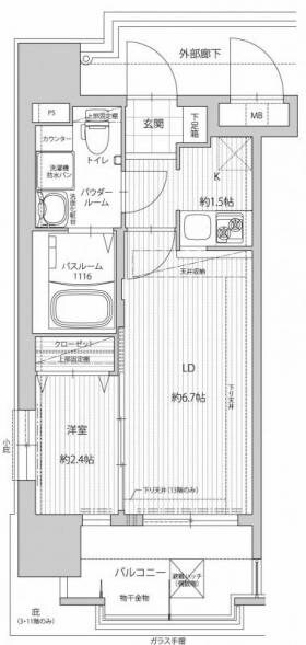 グランフォーレプライム箱崎の物件間取画像