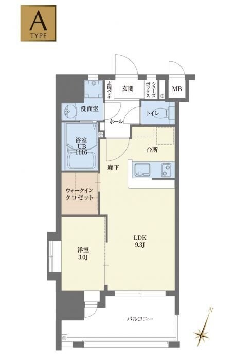 コモテリア渡辺通の物件間取画像