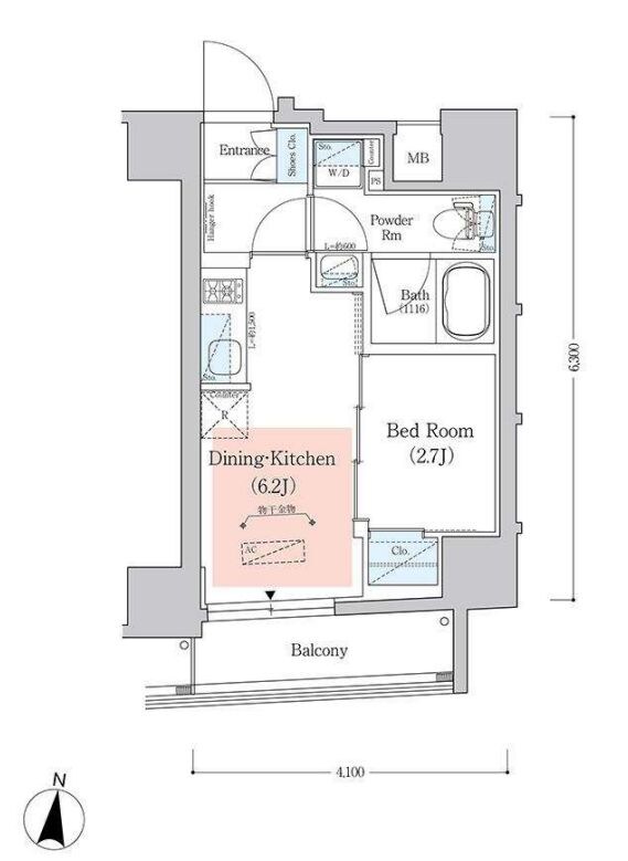西新宿駅 徒歩8分 5階の物件間取画像