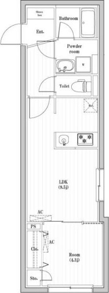 西新宿五丁目駅 徒歩11分 2階の物件間取画像