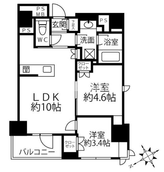 クリオラベルヴィ新富町の物件間取画像