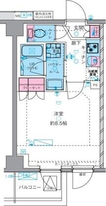 ジェノヴィア四谷三丁目グリーンヴェールの物件間取画像