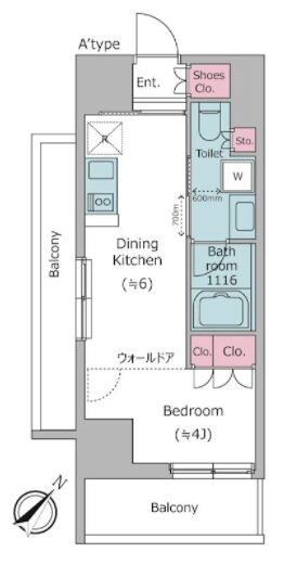 都立大学駅 徒歩4分 5階の物件間取画像