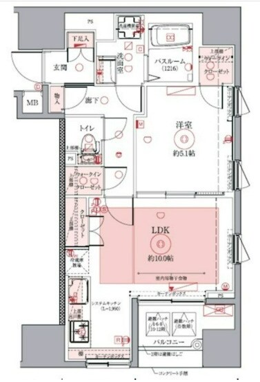 築地駅 徒歩5分 10階の物件間取画像